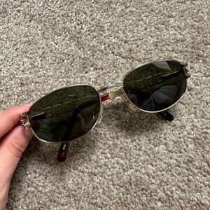 Made In Italy Vintage 90s Gold Silver Retro Oval Sunglasses
